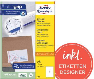 AVERY Zweckform Universal-Etiketten, 105 x 37 mm, weiß von AVERY Zweckform