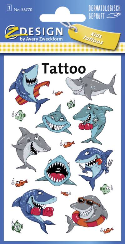 ZDesign KIDS Kinder-Tattoos , Haie, von AVERY Zweckform
