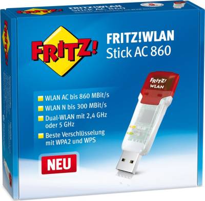 AVM FRITZ!WLAN Stick AC 860 - Netzwerkadapter - USB 2.0/USB 3.0 - 802.11b, 802.11a, 802.11g, 802.11n, 802.11ac von AVM