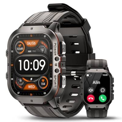 AVUMDA Smartwatch Herren 1.96’’ AMOLED HD Bildschirm, Smartwatch Herren mit Telefonfunktion Blutdruckmessung Herzfrequenz Schrittzähler SpO2, Smartwatch Outdoor IP68 mit 100+ Sportmodi für Android iOS von AVUMDA