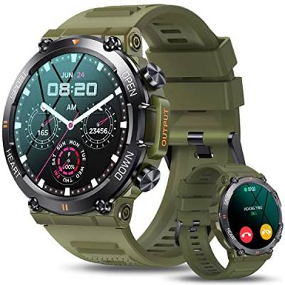 AVUMDA Smartwatch Herren mit Telefonfunktion,1.39" HD Fitnessuhr, Militär Smart Watch mit Blutdruck-,SpO2,Pulsuhr, GPS Schrittzähler, 120 Sportmodi Sportuhren,Wasserdicht Uhren Herren für iOS Android von AVUMDA