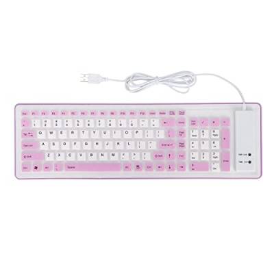 Acouto wasserdichte Tastatur, Faltbare Silikontastatur, USB-Kabel, Wasserdicht, Staubdicht, Langlebiges Silikon für Laptop (Purple) von Acouto
