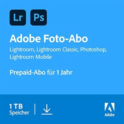 Adobe Creative Cloud Foto-Abo mit 1TB: Photoshop und Lightroom | 1 Jahreslizenz | PC/Mac Online Code & Download von Adobe