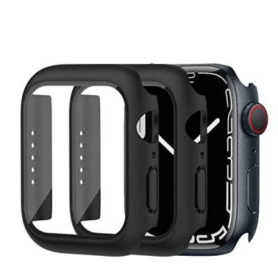 Aerku Hard Hülle Mit Displayschutz Kompatibel mit Apple Watch 8 45MM / Watch 7 45MM, Vollschutz Kratzfest PC Schutzhülle Schutz Case, Schwarz [2 Stück] von Aerku