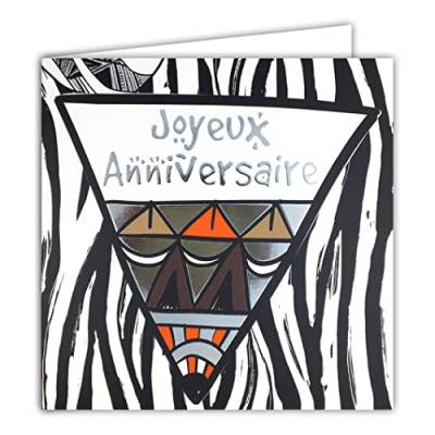 Afie 22101 Karte mit Umschlag, quadratisch, 15 x 15 cm, silberfarben, glänzend, strukturiert, Zebramuster, Ethno-Chic, kleine Botschaft, Wörter für Sie, Feiern, hergestellt in Frankreich von Afie