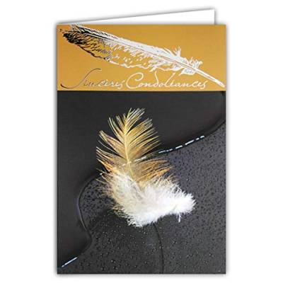 Afie 64-1081 Glückwunschkarte Trauer mit weißem Umschlag und silberfarbener Feder von Afie