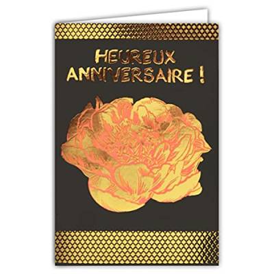Afie 69 – 7035 Geburtstagskarte Damen Blume Pfingstrose mit Heißfolie Format 12 x 17,5 cm + Umschlag weiß von Afie