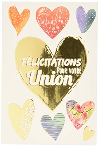 Glückwunschkarte für Ihre Union Paare Herzen mit Goldvergoldung, hergestellt in Frankreich von Afie