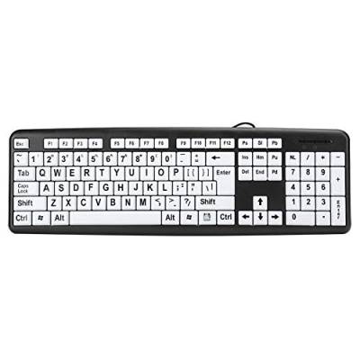 Agatige Großdrucktastatur Kabelgebunden Großbuchstaben-Tastatur USB-Tastaturen für Sehbehinderte/Alte (Schwarz) von Agatige