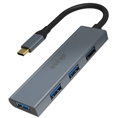 Akasa USB-3.0-Hub mit 4 Anschlüssen, USB 3.1, 5 Gbit/s USB 3.0, Aluminiumlegierung, Multiport, AK-CBCA25-18BK, Mac OS, Windows, kompatibel mit MacBook, Dell, Lenovo und mehr von Akasa