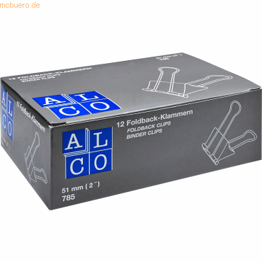 Alco Foldbackklammer Metall vernickelt 51mm blau VE=12 Stück von Alco