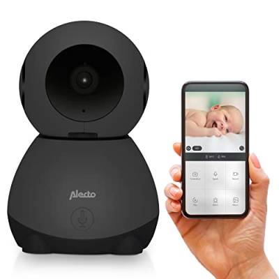 Alecto SMARTBABY10BK WiFi Babyphone mit Kamera HD 1080p - Indoor Smart Babyfon mit Mobiltelefonsteuerung - Für zu Hause und unterwegs, Video-Babyphone Camera und Audio/Alarm - Schwarz von Alecto