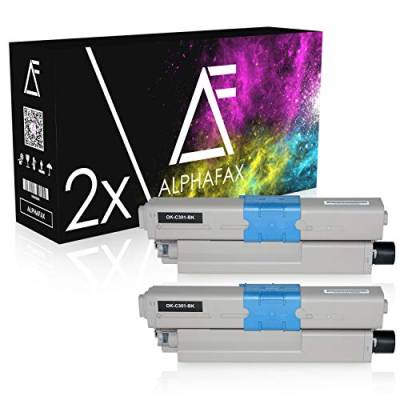 2 Toner kompatibel mit Oki C301, C321DN, C301DN, MC332DN, MC342DN, MC342DNW, MC340 Series - 44973536 - Schwarz je 2.200 Seiten von Alphafax