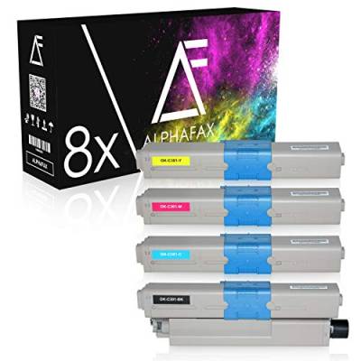 8 Toner kompatibel mit Oki C301, C321DN, C301DN, MC332DN, MC342DN, MC342DNW, MC340 Series - Schwarz je 2.200 Seiten, Color je 1.500 Seiten von Alphafax