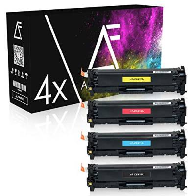 Alphafax 4 Toner kompatibel mit HP Laserjet Pro 300 400 Color M351 M451 M475 MFP M375 DN NW DW - CE410X CE411A CE412A CE413A 305A - Schwarz 4.000 Seiten Color je 2.600 Seiten von Alphafax