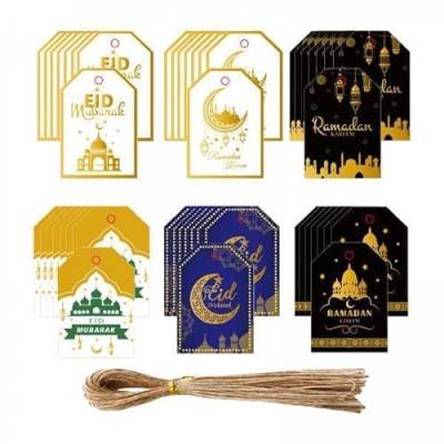 Amagogo 6x Ramadan Mubarak Tags Leichte Mubarak Papieranhänger Kreative Eid Mubarak Geschenkanhänger für Café Hausdekorationen Karten Zum Einwickeln von von Amagogo