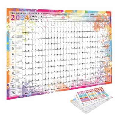 Amagogo Wandhängender Kalender, Jahreskalenderplaner 2024, Tragbarer Multifunktions Tagesplaner, Jahresposter, Faltbar für Klassenzimmeraufgaben, Stil B von Amagogo