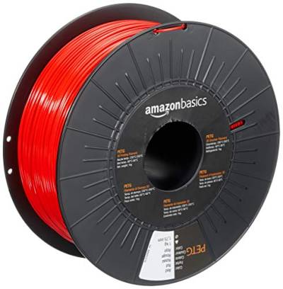 Amazon Basics 3D-Drucker-Filament aus PETG-Kunststoff, 1.75 mm, Rot, 1-kg-Spule von Amazon Basics