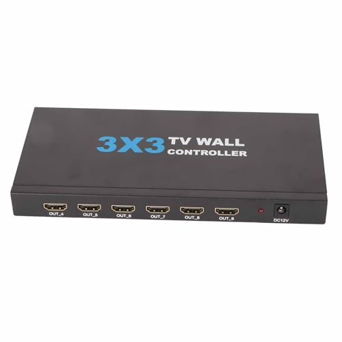 4K-Videowand-Controller, 3x3 HDMI-Videowandprozessor Unterstützt 1x1, 1x2, 2x1, 1x3, 3x1, 2x2, 1x4, 4x1, 2x3, 3x2, 2x4, 4x2, 3x3, 3x4, 4x3, 4x4, mit Fernbedienung (EU-Stecker) von Annadue