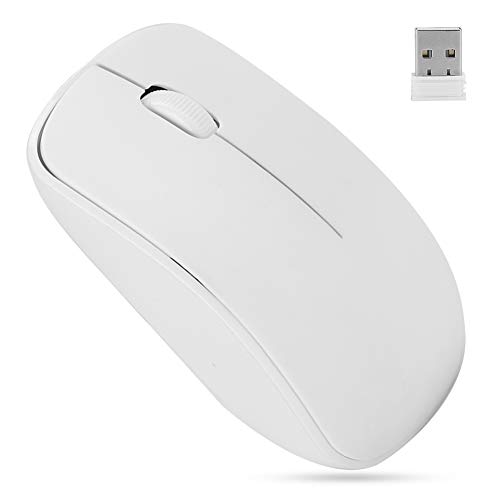Annadue 2.4G Wireless Mouse, 1200DPI Slim Tragbare Optische Büromaus mit 3 Tasten USB Cordless Mäuse mit Empfänger für Notebook, PC, Laptop, Computer (Weiss) von Annadue
