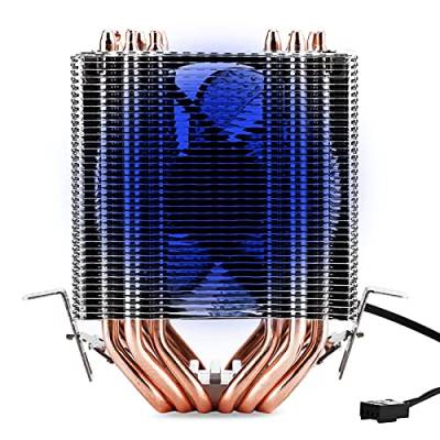Annadue Geräuscharme Luftkühlung Dual-Tower 6 Heatpipe-CPU-Kühler, CPU-Lüfter, für PC-Computer (Blaues Licht) von Annadue