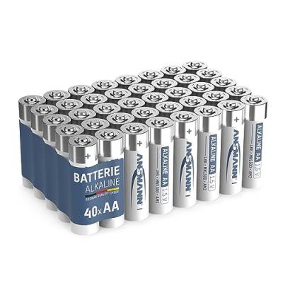 ANSMANN 40x AA Mignon Alkaline 1,5 V Batterien MN1500/LR6 für Spielzeug, Taschenlampe, Fernbedienung, Uhr - hohe Kapazität, niedrige Selbstentladung (Design kann abweichen) von Ansmann