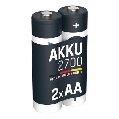ANSMANN Akku AA 2700mAh NiMH 1,2V - Mignon AA Batterien wiederaufladbar, mit hoher Kapazität ideal für hohen Strombedarf wie Kamera, Foto-Blitz, Taschenlampe, Controller (2 Stück) von Ansmann