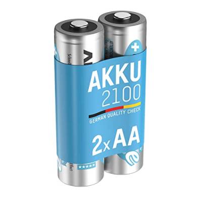 ANSMANN Akku AA Mignon 2100mAh 1,2V NiMH - wiederaufladbare Batterien AA Akkus maxE (geringe Selbstentladung & vorgeladen) ideal für Spielzeug, Funk-Tastatur/Maus, Wii & Xbox Controller (2 Stück) von Ansmann