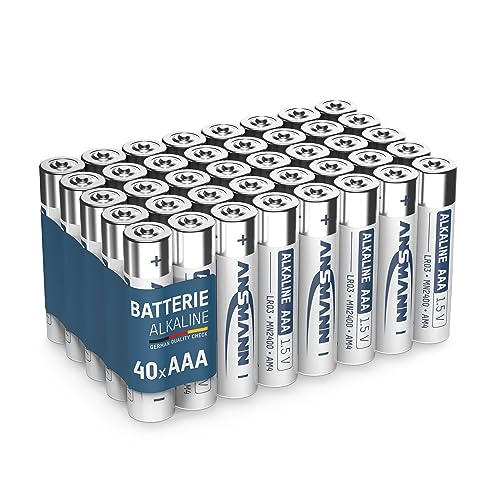 ANSMANN Batterien AAA Alkaline Größe LR03 - AAA Batterie für Küchenwaagen, Uhren, Wecker, Taschenlampen, Leuchten, Deko, LEDs, (40 Stück Vorratspack) Design kann abweichen von Ansmann