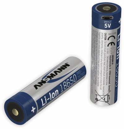 ANSMANN LiIon-Akku 1307-0002, 18650, 3,6 V-, 2600 mAh, Micro-USB Buchse von Ansmann