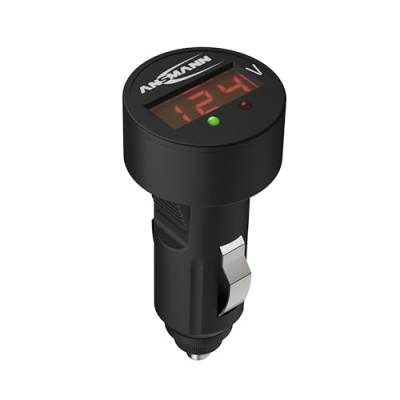 ANSMANN Power Check 12/24V Spannungsmesser/Prüfgerät und LED Voltmeter für Zigarettenanzünder/Ideal geeignet für 12V & 24V Autobatterien/Mit LED Display von Ansmann