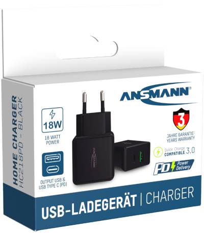 ANSMANN USB-Ladegerät Home Charger HC218PD, 2x USB-Kupplung von Ansmann