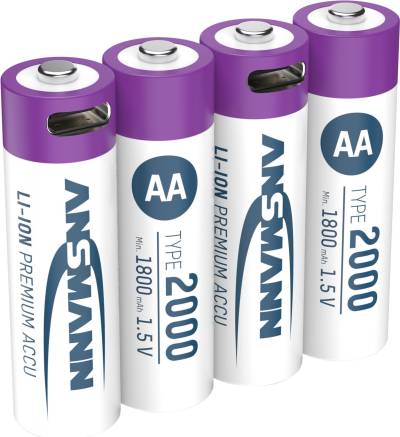 Ansmann 1312-0036 Haushaltsbatterie Wiederaufladbarer Akku AA Lithium-Ion (Li-Ion) (1312-0036) von Ansmann