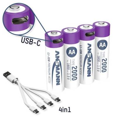 Ansmann USB-C® Akku Li-Ion 2000 mAh 1.5V 4St. von Ansmann