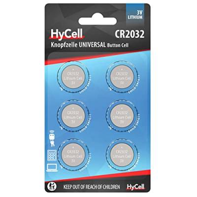 HyCell 6x CR2032 Batterie Lithium Knopfzelle 3V / Qualitativ hochwertige Knopfbatterien / Ideal für Autoschlüssel TAN-Gerät Taschenrechner Kinderspielzeug Fernbedienung Uhren etc. von Ansmann