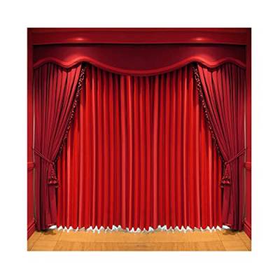 Aoihrraan 2x2m Rot Vorhang Bühne Hintergrund Vintage Theater Bühne Scheinwerfer Holz Boden Fotografie Hintergrund Drama Festival Feier Ereignis Party Hochzeit Abschlussball Foto Requisite von Aoihrraan