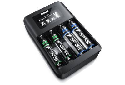 Aplic Batterie-Ladegerät (1800 mA, 4-Schacht USB Ni-MH Akku-Lader, Individuelle Ladeschachtüberwachung) von Aplic