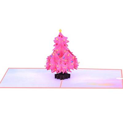 3D For Christmas Card Pink Surprise Mysterious Pine Tree Model Cards For Children Kids Girls Boys Birthday Presen Christmas Greeting Card von Apooke