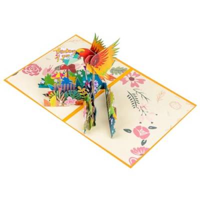 Fesselnde 3D-Papageien-Geburtstagskarte, feine Handwerkskunst, zarte Detailkarte, geeignet für Mädchen und Frauen, Festival-Geschenk, Klappkarten von Apooke