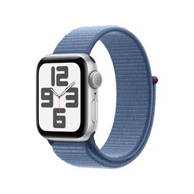 Apple Watch SE (2. Generation, 2023) (GPS, 40 mm) Smartwatch mit Aluminiumgehäuse in Silber und Sport Loop in Winterblau. Fitness- und Schlaftracker, Unfallerkennung, Herzfrequenzmesser, CO₂ neutral von Apple