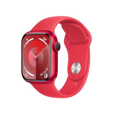 Apple Watch Series 9 GPS, 41 mm Aluminiumgehäuse (Product) RED, Sportarmband (Product) RED – S/M von Apple