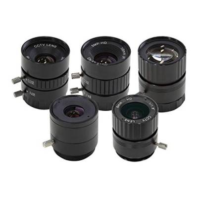 Arducam CS-Mount Objektiv-Kit für Raspberry Pi HQ Kamera (Typ 1/2.3), 6 mm bis 25 mm Brennweiten, 65 bis 14 Grad, Tele, Weitwinkel, 5 Stück von Arducam