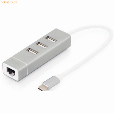 Assmann DIGITUS USB 2.0 3-Port Hub & FE LAN-Adapter Typ C Anschluss von Assmann