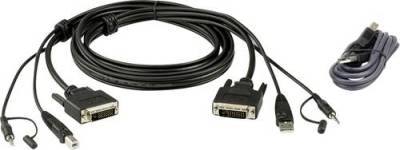 ATEN KVM Anschlusskabel [1x DVI-D Stecker, USB 2.0 Stecker A, Klinkenstecker 3.5mm - 1x DVI-D Stecke von Aten