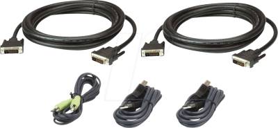Aten 3 M USB DVI-D Dual Link Dual Display Secure KVM Kabel-Set - 3 m - DVI-D - Schwarz - USB Type A - 3.5 mm - DVI-D - USB Type B - 3.5 mm - DVI-D - Männlich (2L-7D03UDX5) von Aten