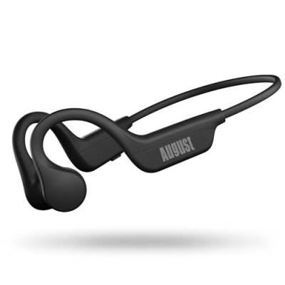 August Knochenschall Kopfhörer mit Bluetooth 5.3 EP410 - kabelloses Open Ear Headset mit Mikrofon Sprachassistent - Typ-C Knochenleitungs-Kopfhörer 9h Akkulaufzeit zum Sport Laufen Radfahren–Schwarz von August