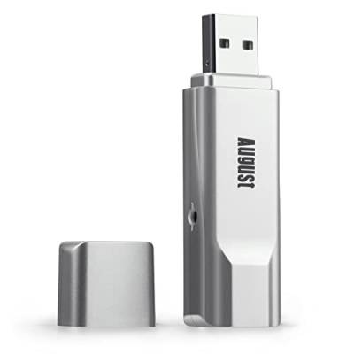 DVB-T/DVB-T2 USB HD Tuner - August DVB-T210 - TV Stick digitales Fernsehen in Full HD auf Laptop und Desktop-Computern, Externe TV-Karte für Windows 11, 10, 8, 7 von August