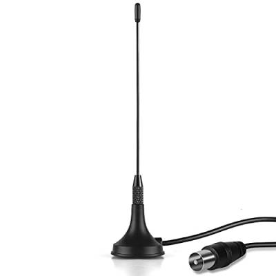 TV Antenne DVB-T/DVB-T2 -August DTA180- Kleine tragbare mini Antenne Tuner Stick mit stärkerem Empfang/Magnetfuß 1,5m Kabel/Smart Signalverstärker für alle DVB-T2 Geräte/Schwarz von August