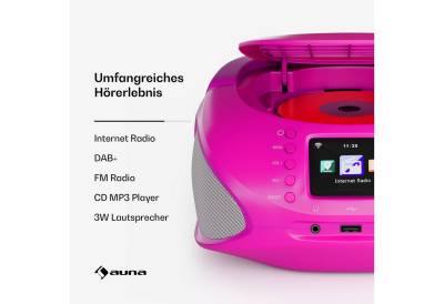 Auna auna Roadie Smart IR/DAB/BT/CD/MP3 Boombox USB BL Radio (FM-Radio,Internetradio, 3 W, Bluetooth Radio DAB Tragbar CD MP3 Player 3 W) von Auna