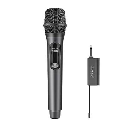 Aveek Karaoke Mikrofon, Handheld Drahtloses Mikrofon-System mit Wiederaufladbarem Empfänger (Arbeit 6 Stunden), Mikrofon Kabellos für Karaoke, Singen, Party, Hochzeit, Dj, Rede - 1 Mikrofon von Aveek